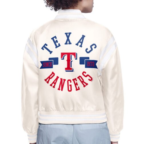 Texas Rangers Printed Logo Varsity Satin Jacket - Image 4