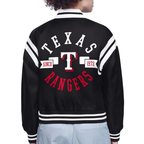 Texas Rangers Printed Logo Varsity Satin Jacket - Image 3