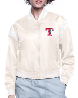 Texas Rangers Printed Logo Varsity Satin Jacket