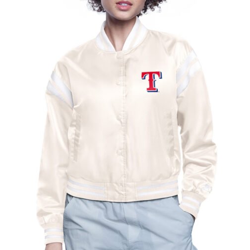 Texas Rangers Printed Logo Varsity Satin Jacket - Image 2