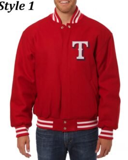 Texas Rangers Red Wool Letterman Jacket