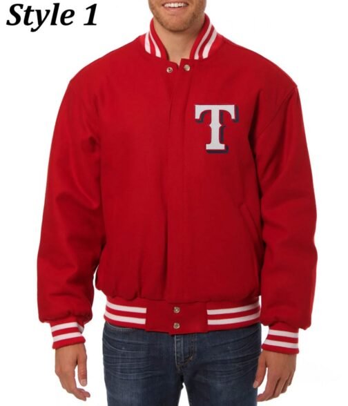 Texas Rangers Red Wool Letterman Jacket
