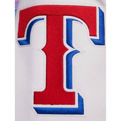 Texas Rangers Script Tail Classic Rib Varsity Jacket - Image 11