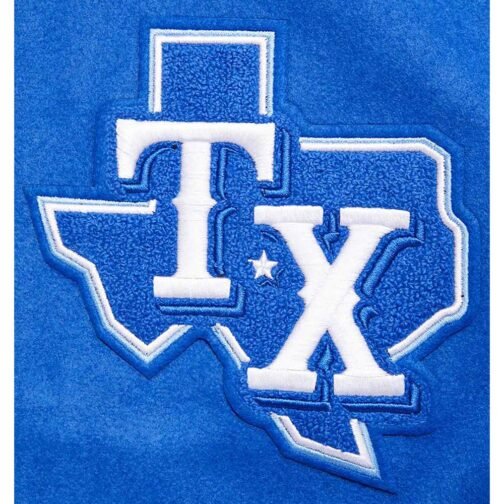 Texas Rangers Script Tail Classic Rib Varsity Jacket - Image 12