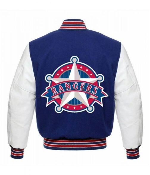 Texas Rangers White and Blue Varsity  Jacket - Image 2