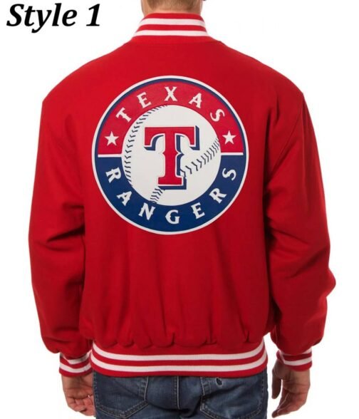 Texas Rangers Red Wool Letterman Jacket - Image 2