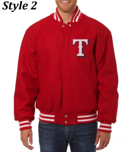 Texas Rangers Red Wool Letterman Jacket - Image 3