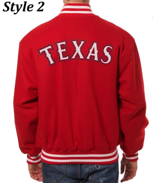 Texas Rangers Red Wool Letterman Jacket - Image 4
