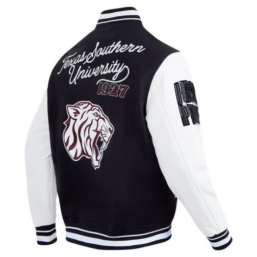 Texas Southern Tigers Black and White Varsity Full-zip Jacket - Image 4