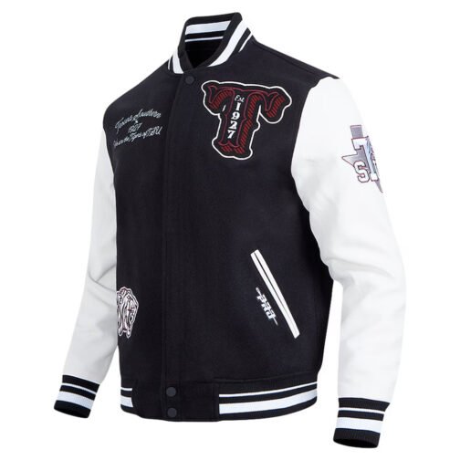 Texas Southern Tigers Black and White Varsity Full-zip Jacket - Image 3