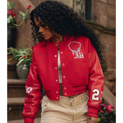 Teyana Taylor Rose Red Varsity Jacket - Image 2