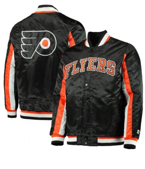 The Ace Philadelphia Flyers Starter Black Satin Jacket - Image 3