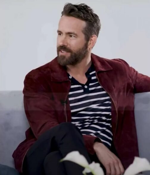 The Adam Project Ryan Reynolds Suede Maroon Leather Jacket - Image 6