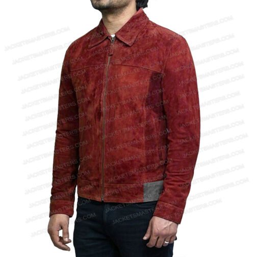 The Adam Project Ryan Reynolds Suede Maroon Leather Jacket - Image 4