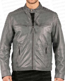 The Afterparty Ike Barinholtz Gray Leather Jacket