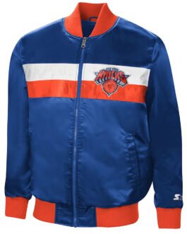 NY Knicks The Ambassador Blue Satin Jacket