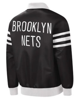 The Captain II Brooklyn Nets Varsity Black Satin Jacket