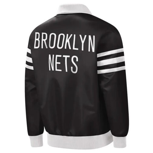 The Captain II Brooklyn Nets Varsity Black Satin Jacket - Image 2
