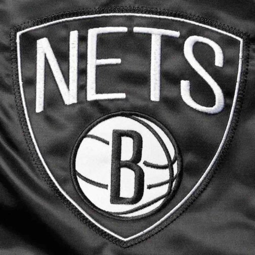 The Captain II Brooklyn Nets Varsity Black Satin Jacket - Image 4