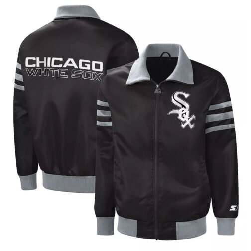 The Captain II Chicago White Sox Varsity Satin Black Jacket - Image 3