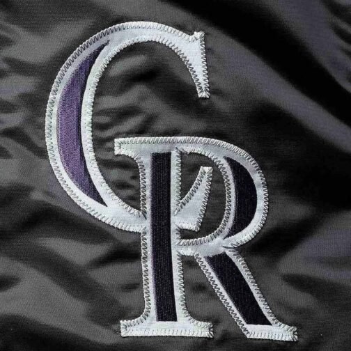 The Captain II Colorado Rockies Black Satin Varsity Jacket - Image 4