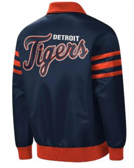 The Captain II Detroit Tigers Navy Varsity Satin Jacket