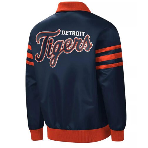 The Captain II Detroit Tigers Navy Varsity Satin Jacket - Image 2