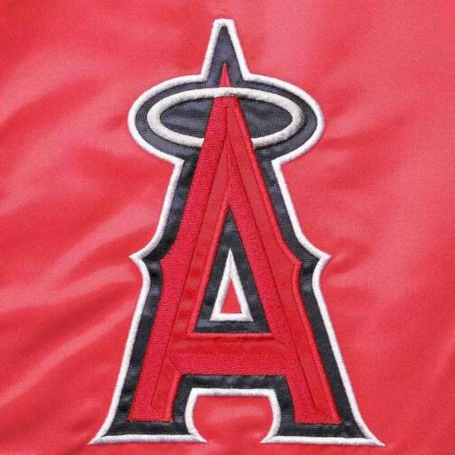 LA Angels The Captain II Red Varsity Satin Jacket - Image 4