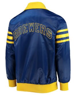 The Captain II Milwaukee Brewers Varsity Royal Satin Jacket