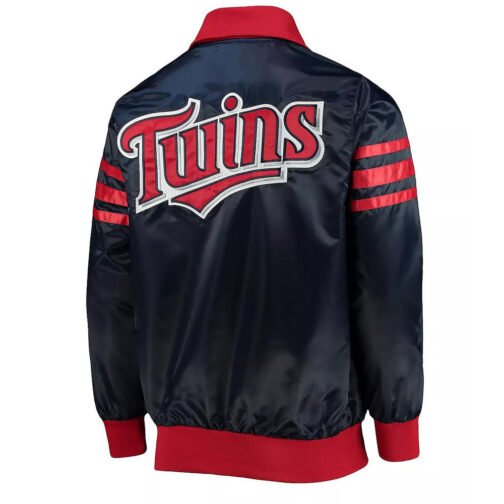Navy The Captain II Minnesota Twins Varsity Satin Jacket - Image 2