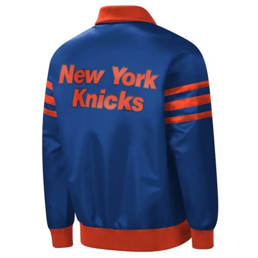 The Captain II NY Knicks Blue Varsity Satin Jacket - Image 2