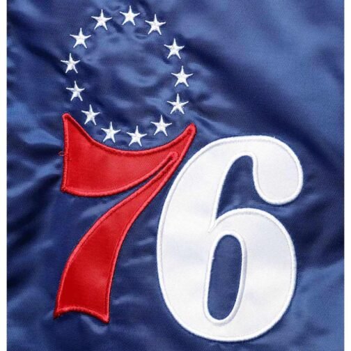 The Captain II Philadelphia 76ers Royal Satin Jacket - Image 4