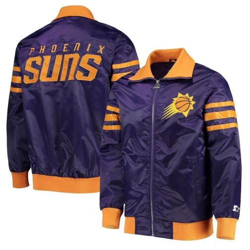 Purple The Captain II Phoenix Suns Varsity Satin Jacket - Image 3