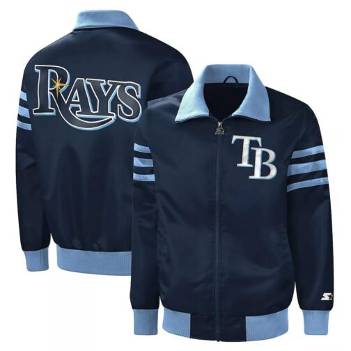 The Captain II Tampa Bay Rays Blue Varsity Satin Jacket - Image 3