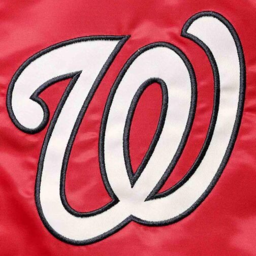 The Captain II Washington Nationals Varsity Red Satin Jacket - Image 4