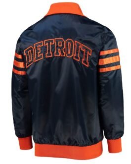 Navy Blue The Captain III Detroit Tigers Satin Jacket
