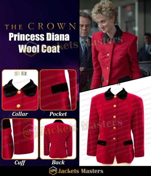 Elizabeth Debicki The Crown Season 5 Red Coat - Image 5