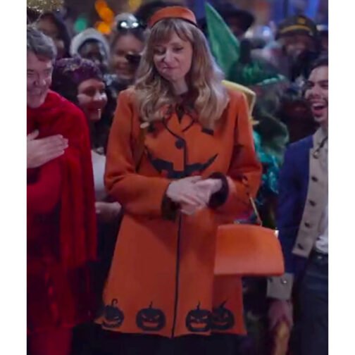 The Curse of Bridge Hollow Nia Vardalos Wool Orange Coat - Image 4