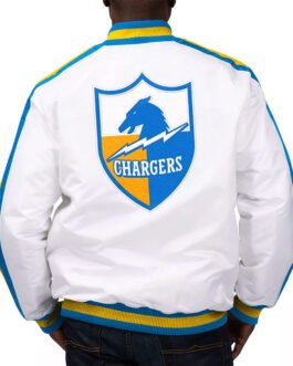 White The D-Line LA Chargers Satin Jacket