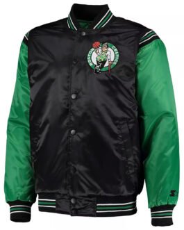 Boston Celtics The Enforcer Black/Kelly Green Varsity Satin Jacket