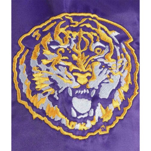 LSU Tigers The Enforcer Purple Varsity Satin Jacket - Image 5