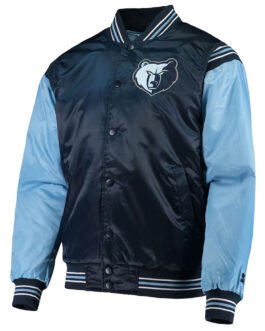 Memphis Grizzlies The Enforcer Varsity Navy/Light Blue Satin Jacket