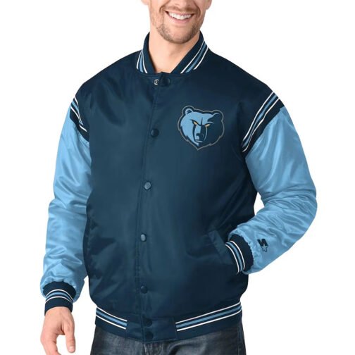 The Enforcer Memphis Grizzlies Navy/Light Blue Satin Jacket - Image 4