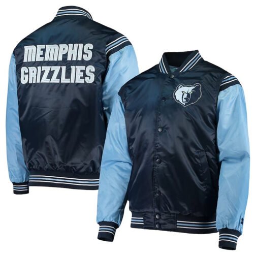 The Enforcer Memphis Grizzlies Navy/Light Blue Satin Jacket - Image 3