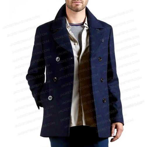 Sebastian Stan The Falcon and The Winter Soldier Blue Peacoat - Image 9