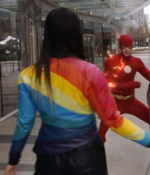 Carrie Bates The Flash Season 07 Color Block Jacket - Image 4