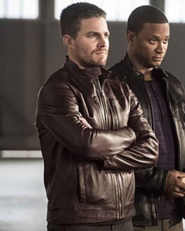 The Flash Stephen Amell Maroon Leather Jacket