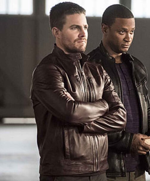 The Flash Stephen Amell Maroon Leather Jacket - Image 2