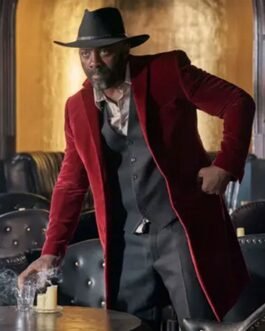 Idris Elba The Harder They Fall Red Velvet Coat