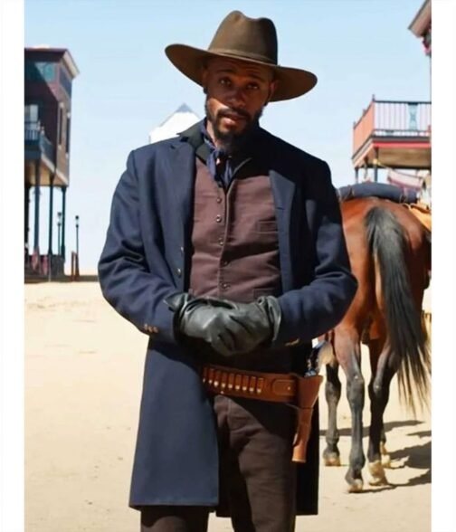 Lakeith Stanfield The Harder They Fall Double Breasted Blue Coat - Image 2